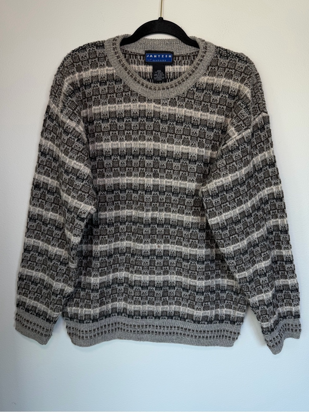 Vintage 90’s Jantzen Crewneck Sweater Grunge Stripes Outdoors - Picture 1 of 4